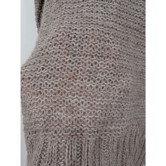 Aerie V-Neck Open Weave Long Sleeve Pull Over Sweater Women's Large Tan - Picture 7 of 7